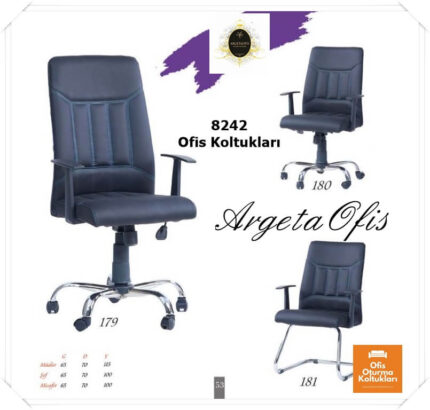 Ergonomik sırt destekli ve ayarlanabilir kolçaklı modern Rahat oturum alanları ve destekleyici tasarımlarıyla ergonomik 8242 Müdür ve Toplantı Koltuğumiz